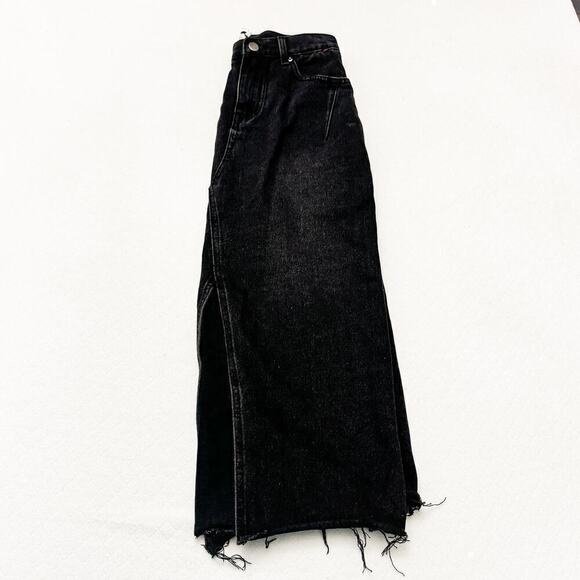 Petal + Pup Black Denim Front Slit Jean Cotton Skirt Size 2 - Picture 7 of 7